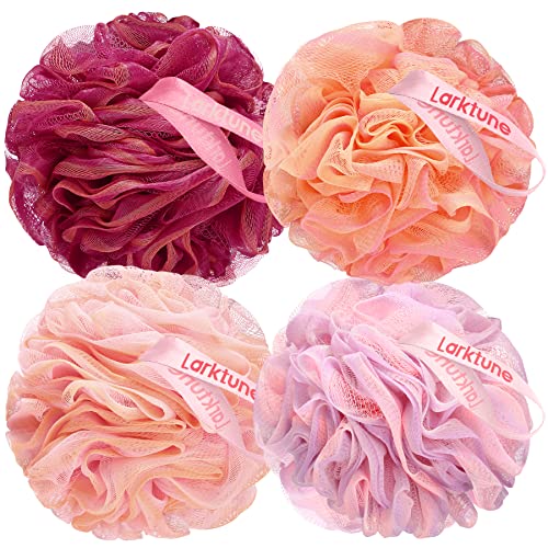 Shower Loofah Bath Sponge 75g - 4 Pack Large Soft Nylon Mesh Puff for Body Wash, Loofah Shower Exfoliating Scrubber Pouf for Women, Full Cleanse, Beauty Bathing Accessories