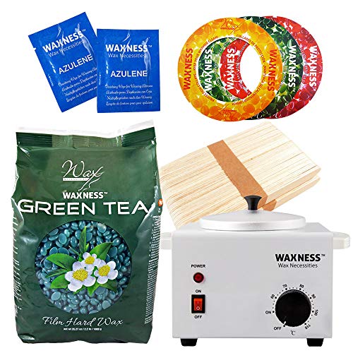 Waxness Green Tea Stripless Waxing Kit with 35.27 oz / 1 kg Wax