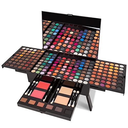 All in One Makeup Kit for Full Kit - 194 Ultimate Color Combination Set Palette - 184 Eyeshadow,6 Eyebrow,2 Blusher,2 Powder, 6 Applicators,1 Mirror, Make Up Gift Kit for Women Teen Girl