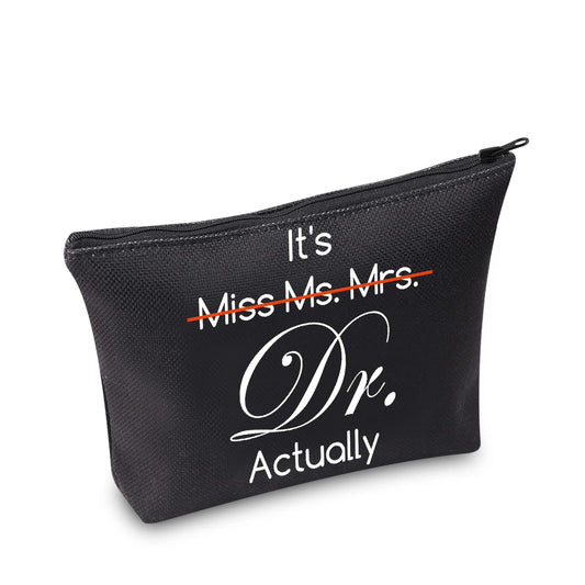 BDPWSS PHD Graduation Gift PHD Candidate Survivor Gift Doctorate Degree Gifts It's Miss Mrs Ms Dr Actually Funny New Doctor Cosmetic Makeup Bag (It Dr actually bl)