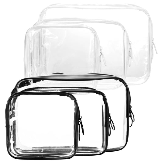 6 Pieces Clear Toiletry Bags for Travel, Portable Waterproof Clear PVC Cosmetic Makeup Pouch, TSA Approved Quart Size Travel Toiletry Organizer Bags for Woman Men Traveling, Airport Airline, 3 Sizes