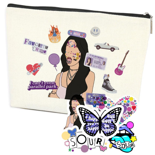 Azteoiz Fun Cosmetic Bag and 5 Stickers Sour-Album Gift Music Gift Music Lover Gift Fan Lover Classic Inspiration Music Gift Ladies Her Friend I Can't Even Parallel Park Wash Bag Gift