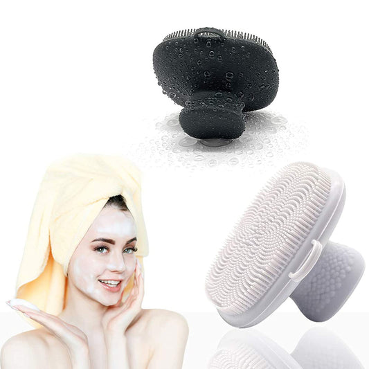 Silicone Face Scrubber Facial Cleansing Brush Silicone Face Wash Brush Manual Waterproof Cleansing Skin Care Face Brushes for Cleansing and Exfoliating (Black+White)