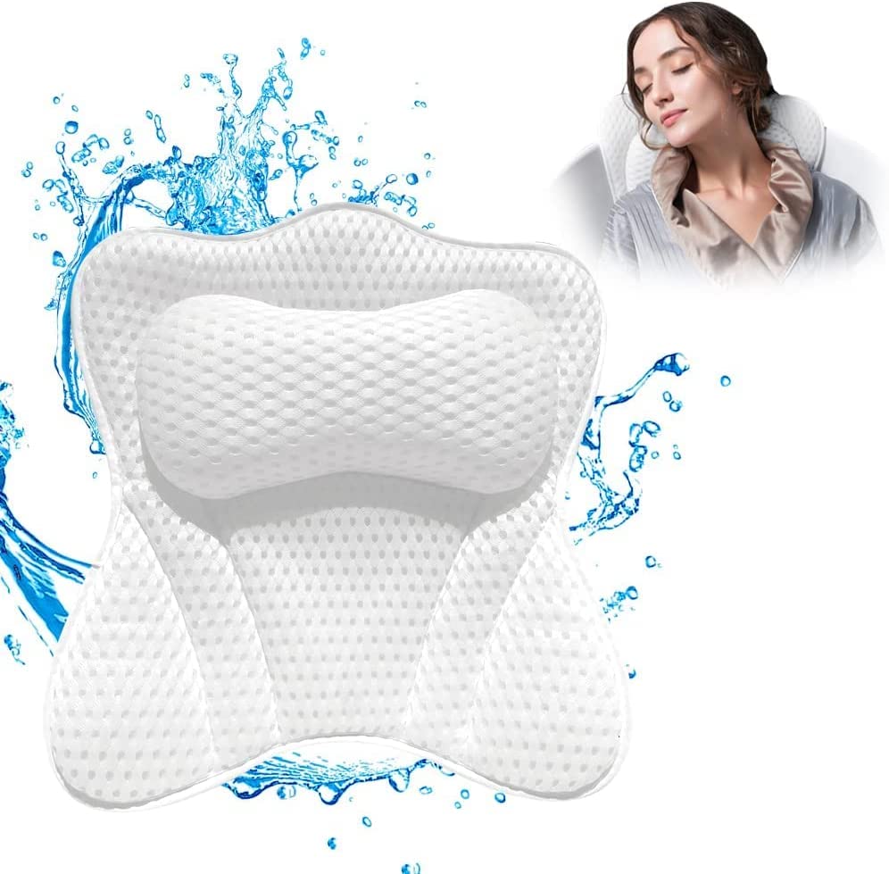 CAICFYIN Soft and Elastic Bath Pillow for Tub Neck and Back Support,Bathtub Pillow Bath Pillow for Tub,Ergonomic Design Luxurious Spa Bath Tub Pillow for Men and Women