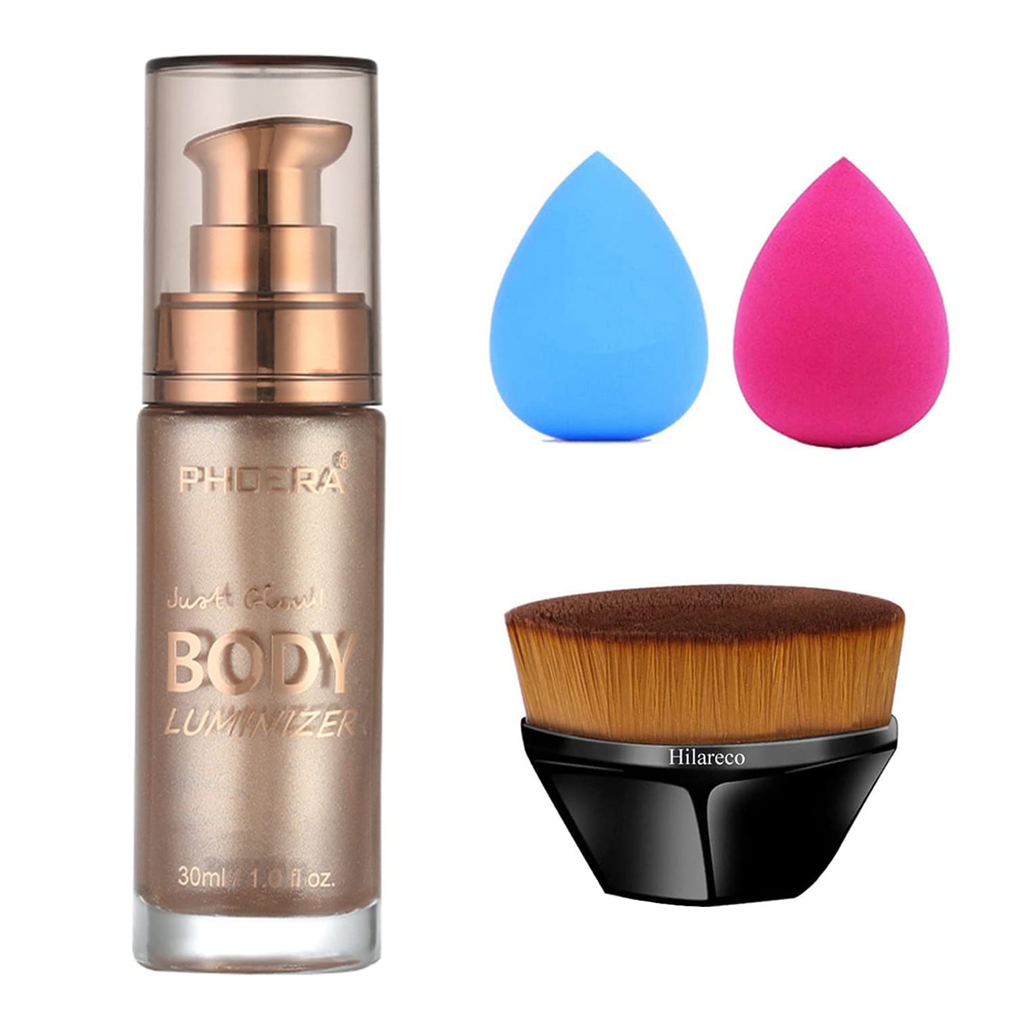 PHOERA Body Shimmer Luminizer, Waterproof Moisturizing and Glow For Face & Body, Radiance All In One Makeup, Face Body Glow Illuminator, Body Highlighter 1fl.oz. (101 Rose Gold)