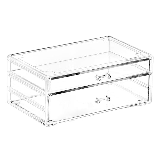 Stackable Makeup Storage 2 Drawers Clear Acrylic Bathroom Storage Organizer Acrylic Drawers Organizer for For Jewelry Hair Accessories Nail Polish Lipstick Make up Marker Pen