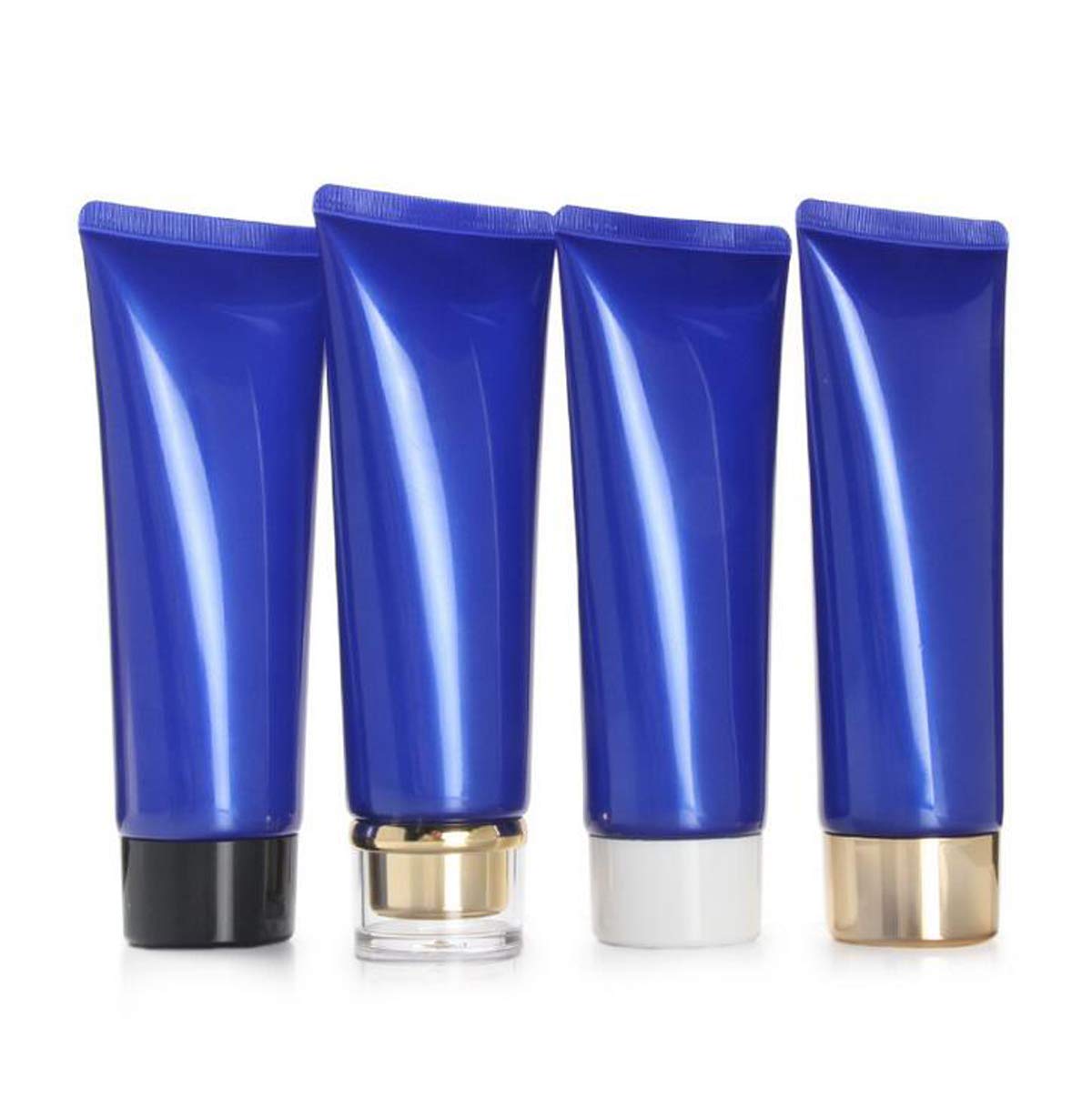 Snadulor 20 Pcs 100ml/3.4oz Empty Refillable Plastic Squeeze Tubes Cosmetic Containers Sample Packing Bottles for Shampoo Conditioner Facial Cleanser Shower Gel Body Lotion(Blue)