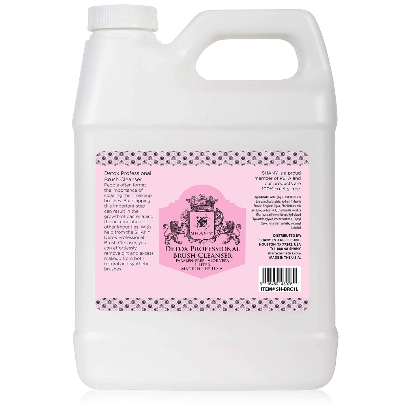 SHANY DETOX Professional Makeup Brush and Sponge Shampoo, Brush Cleanser, Removes dirt, Makeup from brushes and Sponges - Paraben Free, Vegan, Cruelty Free - Instant Dry - (32oz) 1 Liter