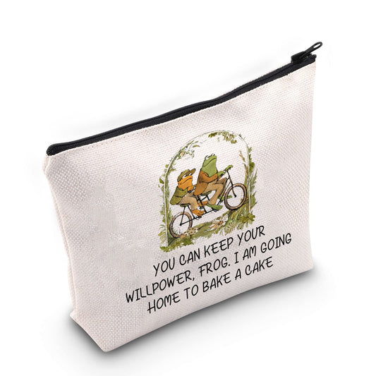 BLUPARK Frog And Toad Riding Inspired Makeup Bag Funny Frog And Toad Gift Best Friends Gift Storybook Gift (Frog Toad Bike)
