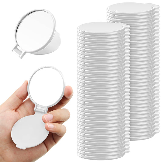 Yalikop 72 Pieces Round Mirror Compact Mirror Mini Folding Mirror Portable Round Mirror Makeup Mirror for Women Girls Travel Daily Use (White)