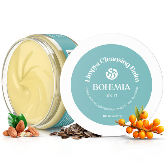Bohemia Skin Limpya Cleansing Balm - Hydrating & Moisturizing Facial Cleanser & Makeup Remover Balm for All Skin Types - Natural Deep Pore Cleanser with Vitamin E & Botanical Extracts (2oz)