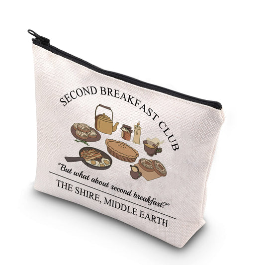 TSOTMO LOTR Movie Inspired Merch But What About Second Breakfast Club Zipper Pouch Makeup Bag (Second breakfast)