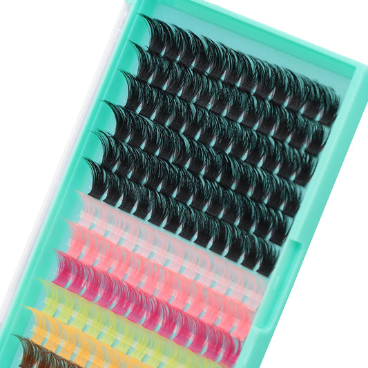 Bodermincer 120 Cluster 10-12-14mm/12-14-16mm Mixed Length Lash Cluster Eyelash Extension Natural 3D Russian Volume Faux 3D Effect Glue Bonded Cluster Eyelashes (M01# 14mm Mixed Black+Colors)