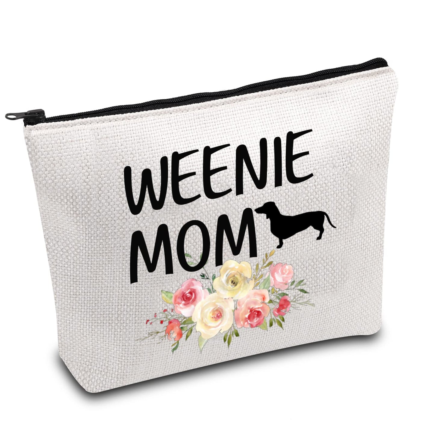 BDPWSS Dachshund Makeup Bag For Women Dachshund Lover Owner Gift Weiner Dog Gift Weenie Mom Gift Dachshund Gift Weenie Dog Travel Pouch (Weenie Mom)