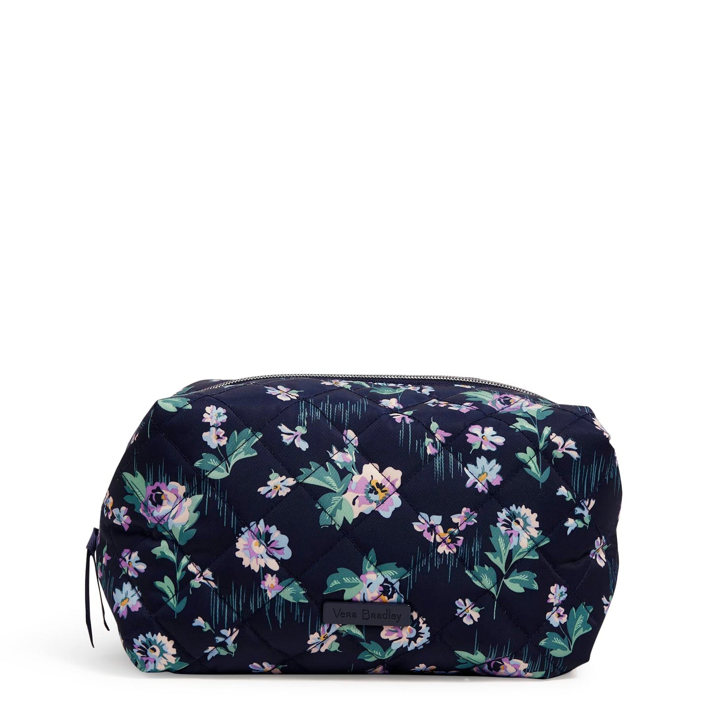 Vera Bradley Women's Performance Twill Large Cosmetic Makeup Organizer Bag, Navy Garden, One Size