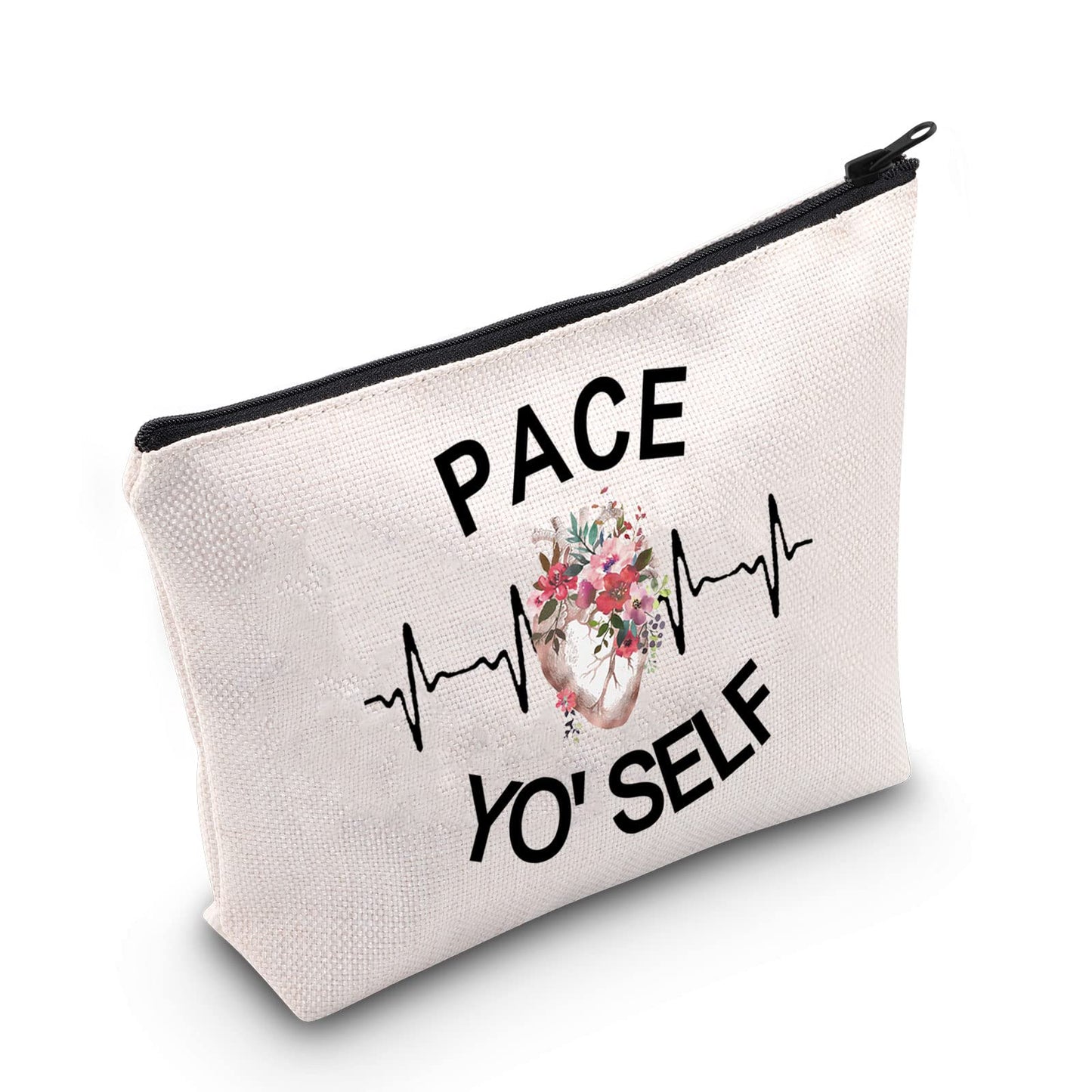 POFULL Cardiology Gift Heart Doctor Gift Pace Yo'self Cosmetic Bag Heart Anatomy Cardiology Gift (Pace Yo'self bag)