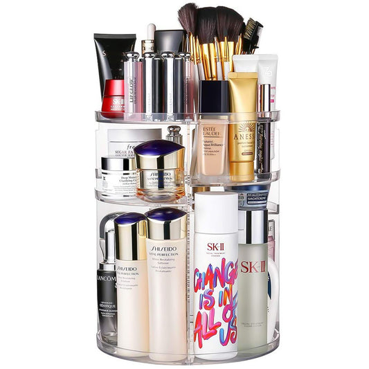 Artbisons 360 Rotating Makeup Organizer, 7 Layers Adjustable Large Capacity Cosmetics Organizer Spinning Perfume Organizer for Vanity Fits Brushes Nail Polish (Clear)