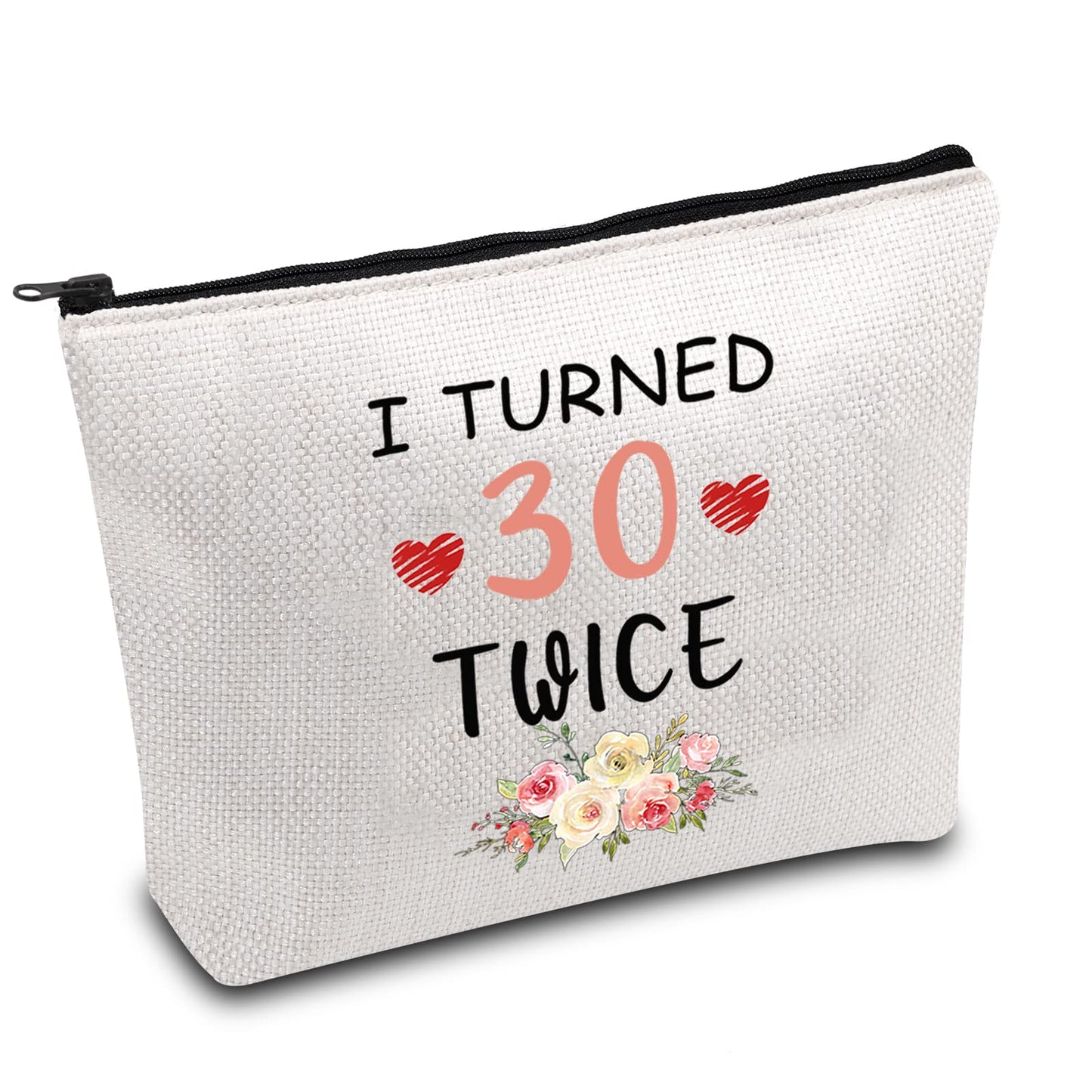 BDPWSS 60th Birthday Gifts For Women 60 Years Old Birthday Makeup Bag I Turned 20 Twice 60th Milestone Birthday Gift For Boss Coworker Friend Sister (Turned 30 twice)