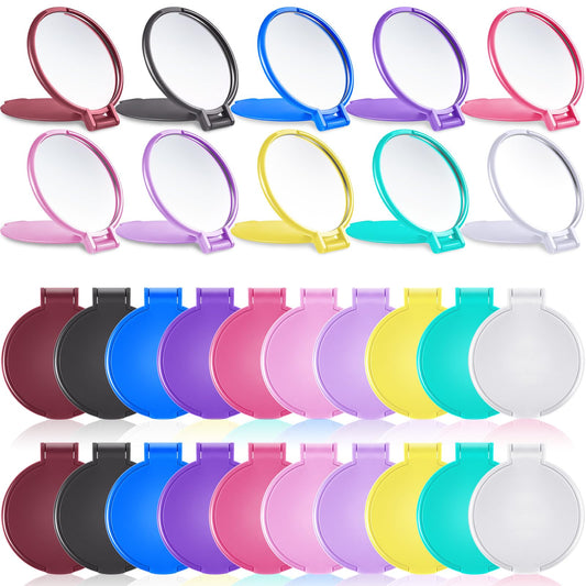 Thyle 300 Pcs Mini Compact Mirror Bulk Round Tabletop Makeup Mirror for Purse Small Portable Pocket Mirror Travel Vintage Folding Mirror for Cosmetic Bag Women Daily Use, 10 Colors
