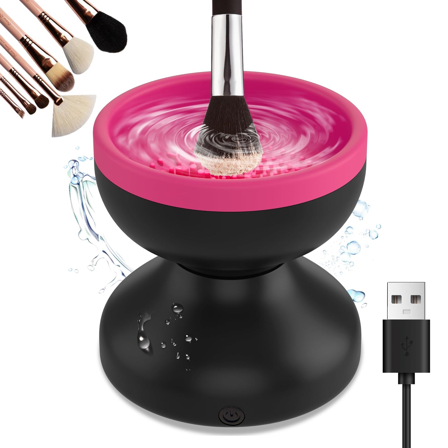 Reiyu Makeup Brush Cleaner Machine, Efficient Electric Makeup Brush Cleaner, Automatic Spinning Make Up Brush Cleaner Fit for All Size Cosmetic Brushes, Loving Gift for Women Girls