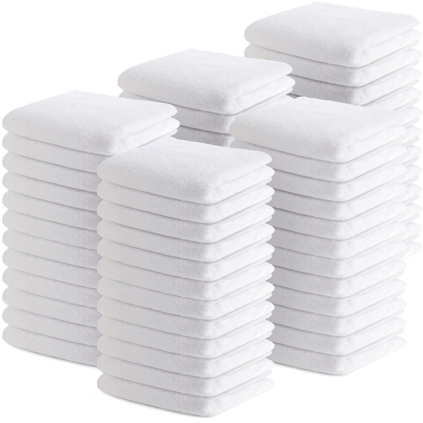 Buryeah 100 Pieces Wash Cloths Bulk Face Cloths Cotton Washcloths Set Hand Towels Absorbent for Bathroom Soft Cleaning Rags for Bath Body Spa Gym Kitchen Dish, 12 x 12 Inches (White)