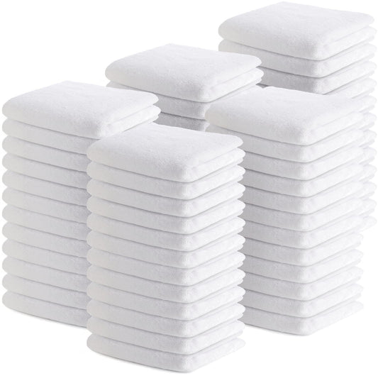 Buryeah 100 Pieces Wash Cloths Bulk Face Cloths Cotton Washcloths Set Hand Towels Absorbent for Bathroom Soft Cleaning Rags for Bath Body Spa Gym Kitchen Dish, 12 x 12 Inches (White)