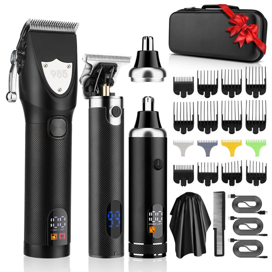 RESUXI Hair Clipper for Men T Blade Zero Gapped Nose Hair Trimmer Set, Professional Cordless Barber Clippers Hair Cutting Machine Haircut Grooming Kit Mens Gifts,Black