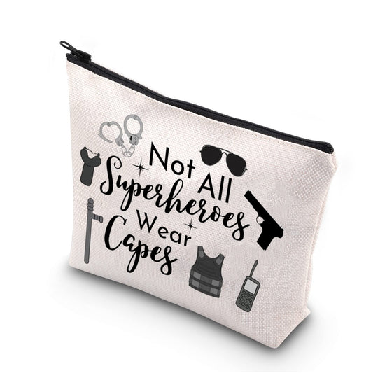 TSOTMO Police Officer Gift Not All Superheroes Wear Capes Police Woman Appreciation Zipper Pouch Makeup Bag (Wear capes police)