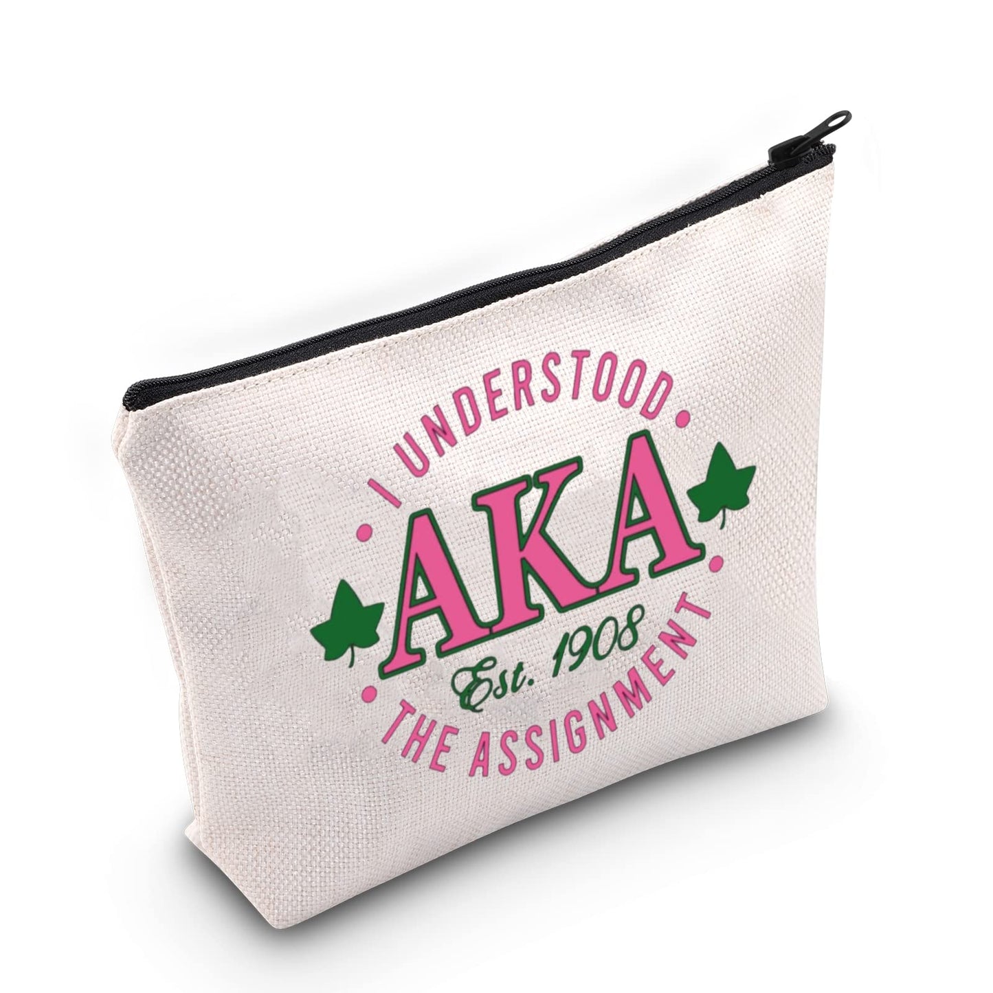 Sorority Gift Pink and Green Sorority Makeup Bag Pink and Green Black Greek Sorority Gift Paraphernalia Gift (assignment)