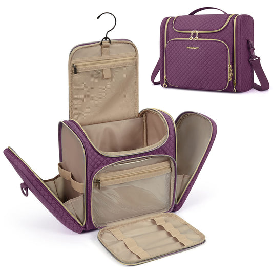 BAGSMART Toiletry Bag, Travel Toiletry Bag for Women, Water-resistant Cosmetic Makeup Bag, Large Capacity Travel Organizer Door Room Essentials for Full Sized Toiletries and Cosmetics