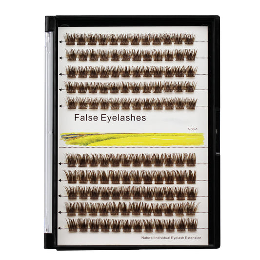 Bodermincer 120 Clusters 10mm+12mm/12mm+14mm/14mm+16mm Mixed to Choose Wide Cluster Black/Brown False Eyelash Individual Cluster EyeLashes Grafting Fake False Eyelashes Eyelash (Brown 12mm+14mm Mixed)