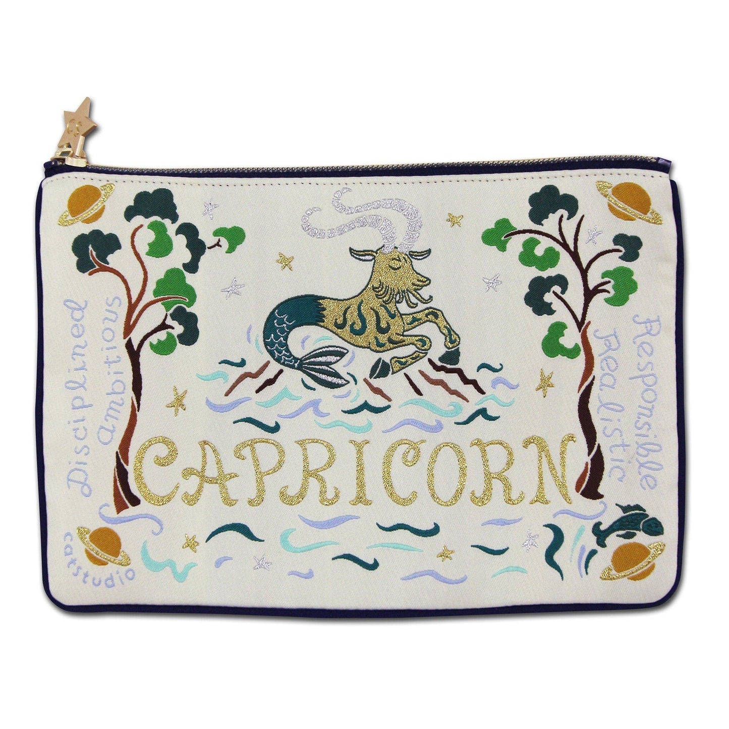 Catstudio Astrology Zipper Pouch, Capricorn Zodiac Sign, Celebrate December & January Birthdays with Travel Toiletry Bag, Ideal Gift for Capricorns, Makeup Bag, Dog Treat Pouch, or Travel Purse Pouch
