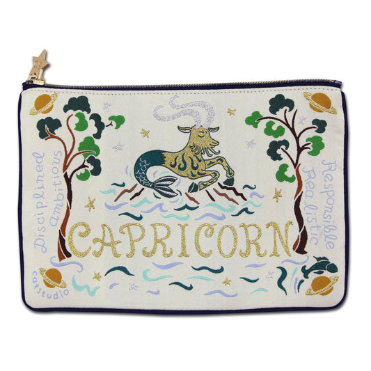 Catstudio Astrology Zipper Pouch, Capricorn Zodiac Sign, Celebrate December & January Birthdays with Travel Toiletry Bag, Ideal Gift for Capricorns, Makeup Bag, Dog Treat Pouch, or Travel Purse Pouch