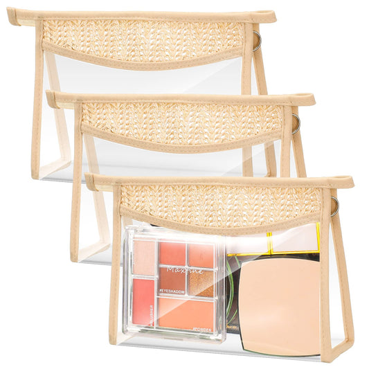 3 Pcs Boho Clear Cosmetic Makeup Bags with Zipper Small Toiletry Bag Multi Purpose Waterproof Pouch Travel Makeup Organizer Cosmetic Pouch for Women Men