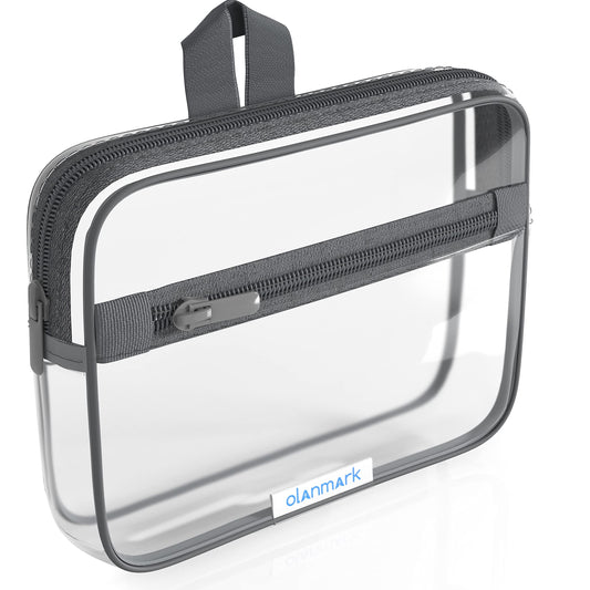 TSA Approved Toiletry Bag 3-1-1 Clear Travel Cosmetic Bag with Handle - Quart Size Bag with Zipper - Carry-on Luggage Clear Toiletry Bag for Liquids - Airport Airline TSA Compliant Color Grey