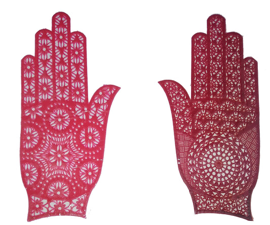 Stylesindia Self-Adhesive Arabiac Design Henna Tattoos Stencils for Henna Tattooing DIY Pack of 2 Stencils (Small) (Small Palm-03)