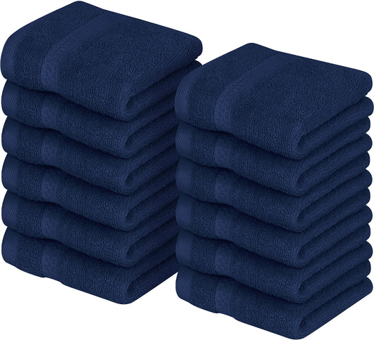 Utopia Towels [12 Pack Premium Wash Cloths Set (12 x 12 Inches) 100% Cotton Ring Spun, Highly Absorbent and Soft Feel Essential Washcloths for Bathroom, Spa, Gym, and Face Towel (Navy Blue)
